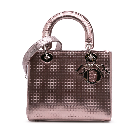 Pre-Loved Dior Medium Metallic Patent Microcannage Lady Dior - Picture 1 of 11